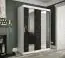 Armoire de style Ätna 11, Couleur : Blanc mat / Marbre noir - Dimensions : 200 x 150 x 62 cm (h x l x p), avec deux miroirs