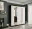 Armoire exceptionnelle avec 10 compartiments Ätna 14, Couleur : Noir mat / Marbre blanc - Dimensions : 200 x 180 x 62 cm (h x l x p), avec deux miroirs