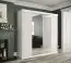 Armoire élégante avec grand miroir Etna 68, Couleur : Blanc mat / Marbre blanc - Dimensions : 200 x 200 x 62 cm (h x l x p), avec 10 compartiments et deux tringles à vêtements