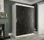 Armoire au design moderne Etna 35, Couleur : Blanc mat / Marbre noir - Dimensions : 200 x 150 x 62 cm (h x l x p), avec cinq casiers et deux tringles à vêtements