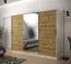 Armoire avec une porte miroir Dom 105, Couleur : Blanc mat / Chêne Artisan / Noir mat - Dimensions : 200 x 250 x 62 cm (h x l x p), avec 10 compartiments et deux tringles à vêtements