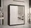 Armoire élégante avec une porte miroir Liskamm 35, Couleur : Noir mat / Blanc mat - Dimensions : 200 x 150 x 62 cm (h x l x p), avec grand espace de rangement