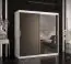 Armoire neutre avec grand espace de rangement Liskamm 38, Couleur : Blanc mat / Noir mat - Dimensions : 200 x 180 x 62 cm (h x l x p), avec une porte à miroir
