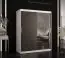 Armoire élégante avec une porte à miroir Balmenhorn 34, Couleur : Blanc mat / Noir mat - Dimensions : 200 x 150 x 62 cm (h x l x p), avec cinq casiers