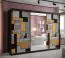 Grande armoire avec trois portes Aletschhorn 18, Couleur : Noir mat - Dimensions : 200 x 250 x 62 cm (h x l x p), avec une porte à miroir