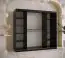 Armoire avec 10 compartiments Hochfeiler 44, Couleur : Noir / Marbre noir - Dimensions : 200 x 200 x 62 cm (h x l x p), avec deux miroirs