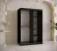 Armoire avec deux portes miroir Hochfeiler 80, Couleur : Noir / Marbre noir - Dimensions : 200 x 120 x 62 cm (h x l x p), avec cinq casiers