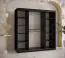 Armoire moderne avec une porte miroir Olperer 016, Couleur : Noir mat - Dimensions : 200 x 180 x 62 cm (h x l x p), avec 10 compartiments