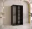 Armoire étroite avec une porte à miroir Balmenhorn 28, Couleur : Noir mat - Dimensions : 200 x 100 x 62 cm (h x l x p), avec cinq casiers