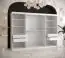 Armoire noble avec trois portes à miroir Hochfeiler 93, Couleur : Blanc / Marbre noir - Dimensions : 200 x 250 x 62 cm (h x l x p), avec 10 compartiments et deux tringles à vêtements