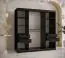 Armoire moderne avec une porte miroir Olperer 016, Couleur : Noir mat - Dimensions : 200 x 180 x 62 cm (h x l x p), avec 10 compartiments