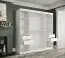 Armoire élégante avec grand miroir Etna 68, Couleur : Blanc mat / Marbre blanc - Dimensions : 200 x 200 x 62 cm (h x l x p), avec 10 compartiments et deux tringles à vêtements