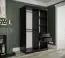 Armoire noble avec porte miroir Etna 77, Couleur : Noir mat / Marbre noir - Dimensions : 200 x 120 x 62 cm (h x l x p), avec cinq casiers