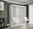 Armoire exceptionnelle avec une porte miroir Etna 88, Couleur : Blanc mat / Marbre blanc - Dimensions : 200 x 180 x 62 cm (h x l x p), avec 10 compartiments