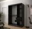 Armoire avec porte miroir Dom 90, Couleur : Noir mat / Blanc mat - Dimensions : 200 x 150 x 62 cm (h x l x p), avec cinq casiers et deux tringles à vêtements