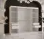 Armoire élégante avec une porte miroir Liskamm 42, Couleur : Blanc mat / Noir mat - Dimensions : 200 x 200 x 62 cm (h x l x p), avec 10 compartiments et deux tringles à vêtements