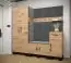 Armoire moderne Morteratsch 01, Couleur : Chêne / Noir - Dimensions : 196 x 74 x 46 cm (h x l x p), avec deux compartiments et une tringle à vêtements