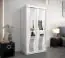 Armoire à portes coulissantes / Penderie Hacho 1 avec miroir, Couleur : Blanc mat - Dimensions : 200 x 100 x 62 cm ( H x L x P)