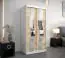 Armoire à portes coulissantes / Penderie Hacho 1 avec miroir, Couleur : Blanc mat / Chêne de Sonoma - Dimensions : 200 x 100 x 62 cm ( H x L x P)