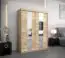 Armoire à portes coulissantes / Penderie Polos 03 avec miroir, Couleur : Chêne de Sonoma - Dimensions : 200 x 150 x 62 cm (H x L x P)