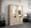 Armoire à portes coulissantes / Penderie Hacho 03 avec miroir, Couleur : Chêne de Sonoma - Dimensions : 200 x 150 x 62 cm ( H x L x P)