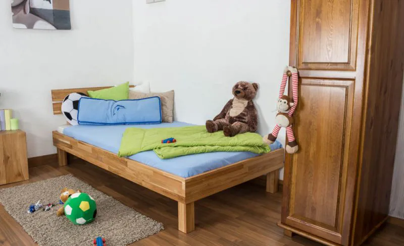 Lit de jeune en bois de chêne massif huilé Wooden Nature 03 - couchette 90 x 200 cm (l x L)