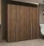Armoire à portes battantes avec système de fermeture Soft-Close / Couleur : Noyer / 2 mètres de large / Deux tringles à vêtements / Penderie / Poignées : Argentées / Deux compartiments