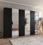 Armoire / 3 portes miroir / 3 compartiments / Couleur : Noir / 3 tringles à vêtements / Poignées : Noir / Dimensions : 300 x 52 x 202 cm / Fonction Soft-Close