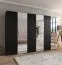 Armoire / 3 portes miroir / 3 compartiments / Couleur : Noir / 3 tringles à vêtements / Poignées : Cachemire / Dimensions : 300 x 52 x 202 cm / Fonction Soft-Close