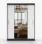 Armoire penderie 1,5 m | portes coulissantes miroir | blanc/noir | Bucegi 04 | 250 x 150 x 61 cm | poignées aluminium