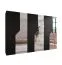 Armoire à portes battantes / 3 portes à miroir / Couleur : Noir / 3 compartiments / 3 tringles à vêtements / Fonction Soft-Close / Poignées : Or / Dimensions : 300 x 52 x 202 cm / Penderie / Chants ABS