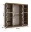 Penderie / 10 compartiments / 2 tringles / Couleur : Noyer Warmia / Armoire à portes coulissantes / 180 x 62 x 200 cm / 1 porte miroir / Système de glissières fiable