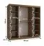 Penderie / 1 porte miroir / Couleur : Noyer Warmia / Finition haut de gamme / 180 x 62 x 200 cm / Armoire à portes coulissantes / 10 compartiments / 2 tringles à vêtements