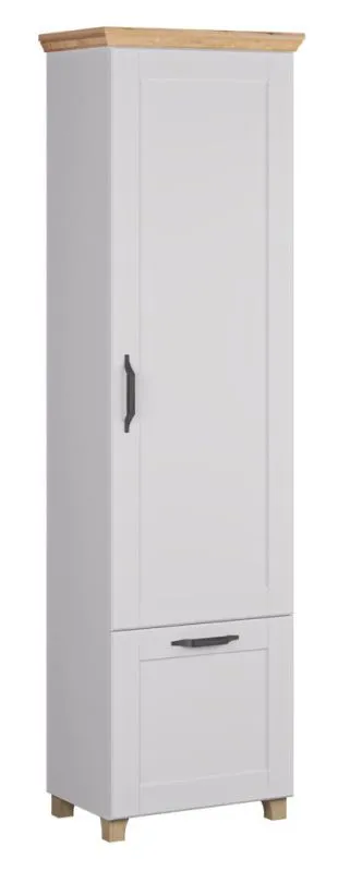 Armoire haute Cuenca 07 | Chêne & Blanc | 209 x 60 x 39 cm | 2 portes, 5 étagères, Soft-Close