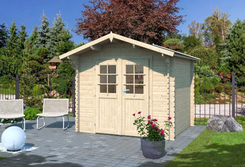 Abri de jardin Gartenfreude 2 - 28 mm Maison en madriers, Surface : 5,83 m², Toit en bâtière