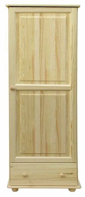 Armoire | 1 porte battante | 1 tiroir | avec tringle à vêtements | 65 cm de large | Bois massif | Couleur: Naturel Abbildung