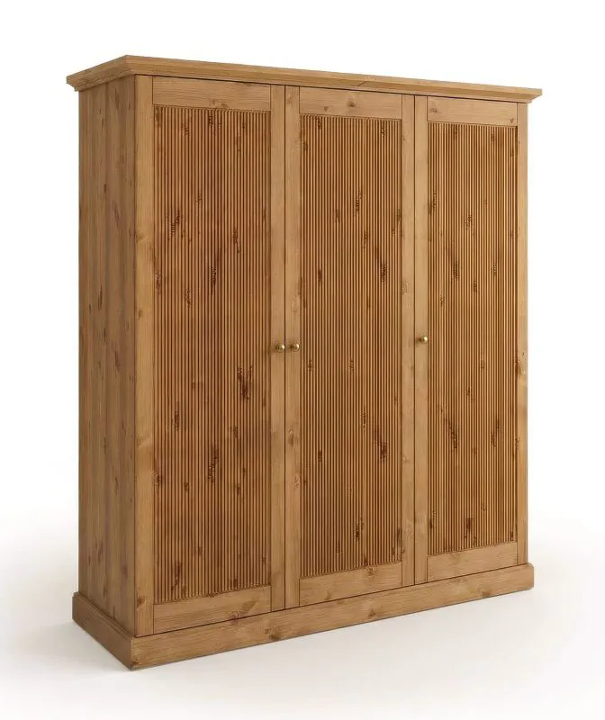 Armoire à portes battantes / Penderie / Pin finlandais massif / Couleur : chêne / Durable / Dimensions : 212,5 x 188,5 x 63 cm / Veinage naturel