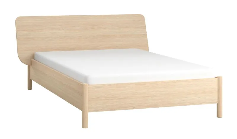 Lit simple scandinave avec tête de lit Aegir 22 | Finition chêne | Sommier à lattes inclus | 140 x 200 cm