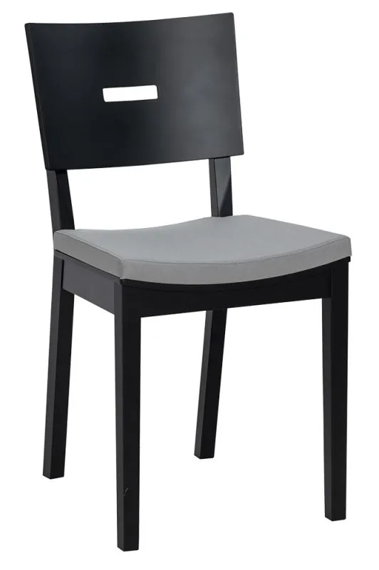 Chaise en chêne massif noir | Rembourrée | 86 x 43 x 50 cm | Design moderne et confortable