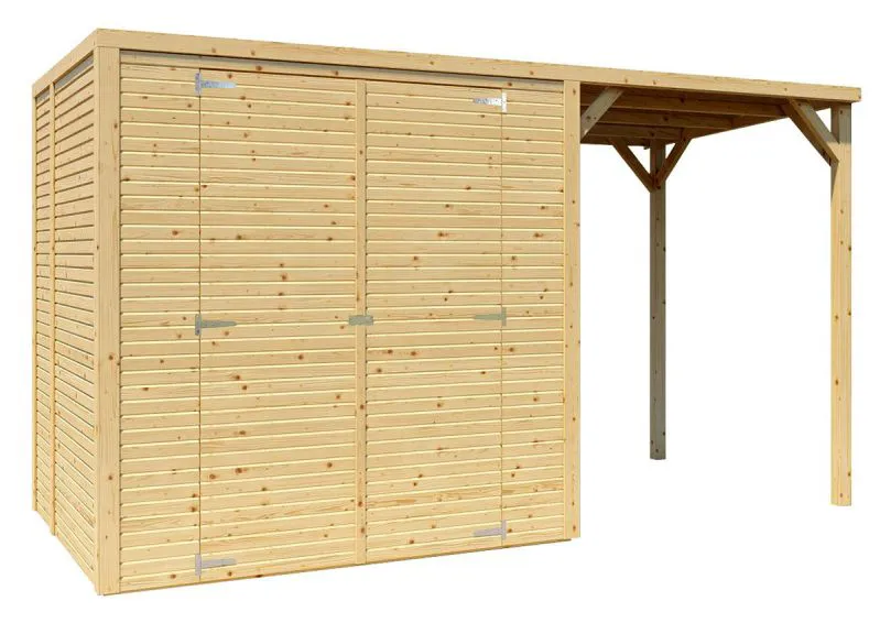 Maison de jardin 1,7 x 3,73 mètres (incl. toit) | en éléments préfabriqués| Naturel non traité | avec toit plat Abbildung