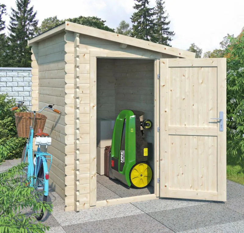 Abri de jardin / Armoire de jardin / Armoire à outils "Rangé" - 28 mm Maison en madriers, Surface au sol : 2,17 m², Toit à une pente