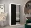 Armoire à portes coulissantes Bisaurin 1C avec miroir | Blanc mat / Noir | 200 x 100 x 62 cm | Rangement gain de place