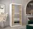 Armoire à portes coulissantes Jan 01D avec miroir | Blanc mat & chêne Sonoma | 200 x 100 x 62 cm