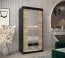 Armoire à portes coulissantes Jan 01D avec miroir | Noir & chêne Sonoma | 200 x 100 x 62 cm