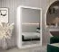 Armoire à portes coulissantes / Penderie Bisaurin 2D avec miroir, Couleur : Blanc mat - Dimensions : 200 x 120 x 62 cm ( H x L x P)