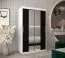 Armoire penderie Bisaurin 2B avec portes coulissantes miroir | Blanc mat / Noir | 200 x 120 x 62 cm