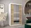 Armoire penderie à portes coulissantes Bisaurin 2B avec miroir | Blanc mat & chêne Sonoma | 200 x 120 x 62 cm