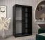 Armoire à portes coulissantes Bisaurin 2B avec miroir | Noir / Blanc mat | 200 x 120 x 62 cm