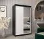 Armoire penderie à portes coulissantes Bisaurin 2C avec miroir | Noir / Blanc mat | 200 x 120 x 62 cm