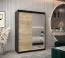 Armoire penderie portes coulissantes avec miroir Tomlis 03B | Noir & Chêne Sonoma | 200 x 150 x 62 cm